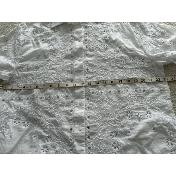 Madewell $148 Embroidered Oversized Button-Up Shirt Blouse White Size S #NU457 - Picture 12 of 15